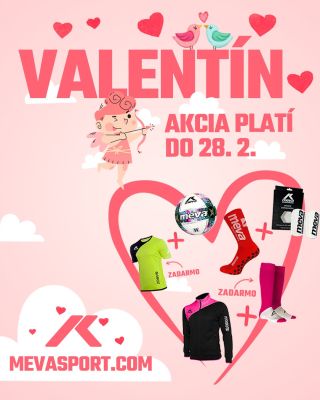 💘 VALENTÍNSKA AKCIA NA MEVASPORT! 💘 Láska k športu si zaslúži odmenu! 💪🏽⚽ Preto sme pre vás pripravili špeciálne...